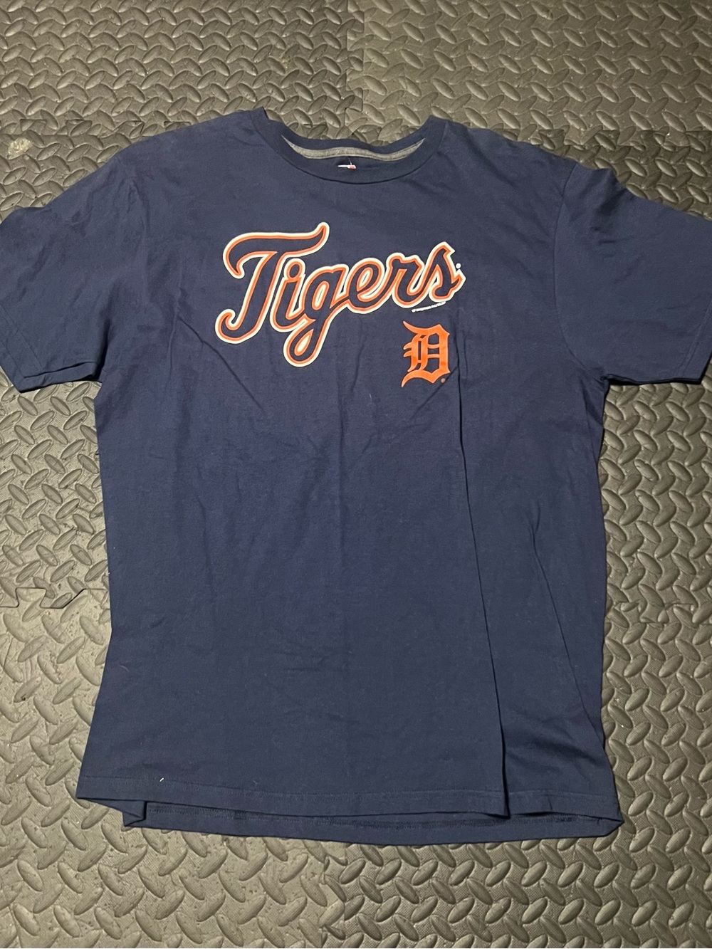 MLB Detroit Tigers Navy Blue Tee with Orange Script